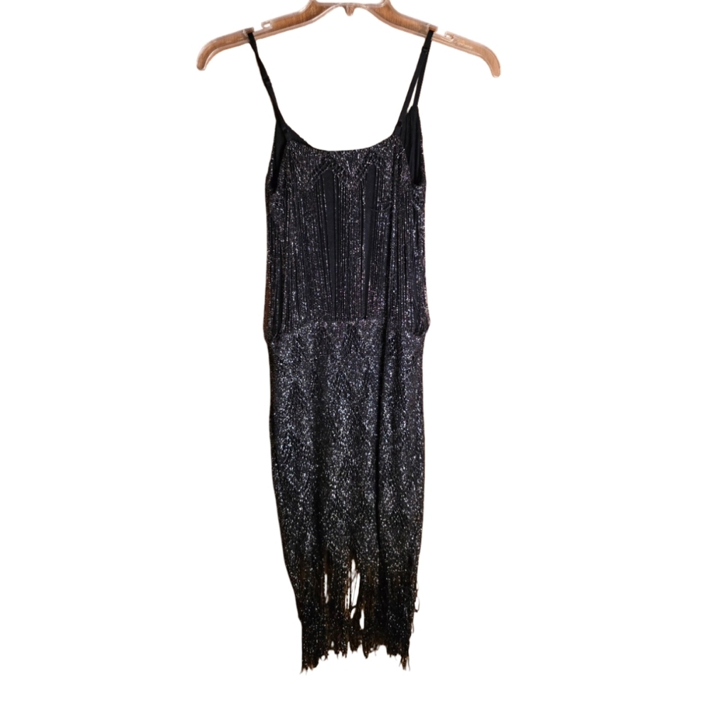 Guess Los Angeles Black Sequin Fringe Cocktail Dress XS - Picture 3 of 4